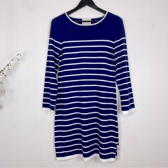 SAIL TO SABLE Nautical Stripe Navy White Sweater Dress Size M - Picture 2 of 11